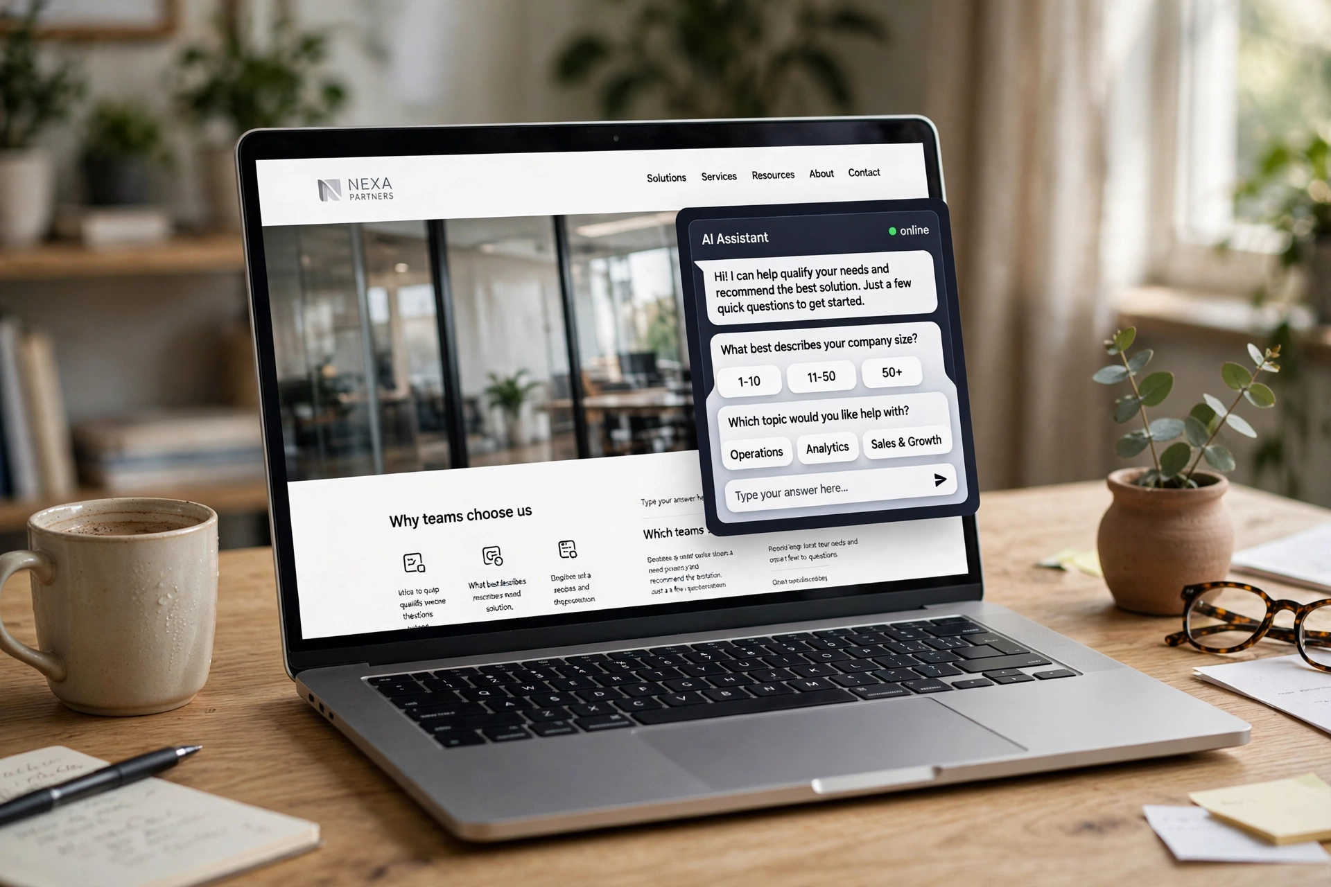 AI chatbot qualifying website visitors as leads