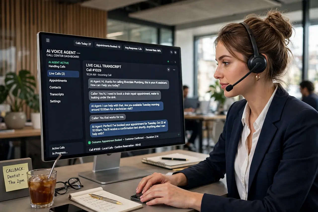 AI voice agent handling appointment booking calls for a local business