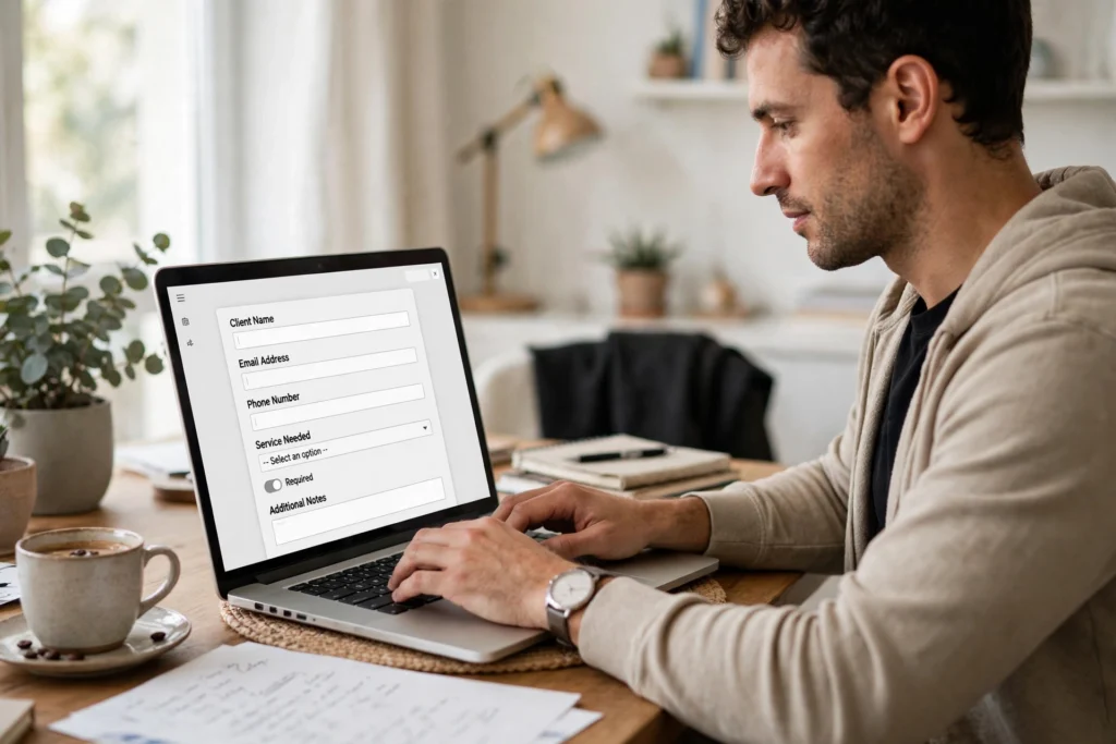 Freelancer building an online intake form for a client