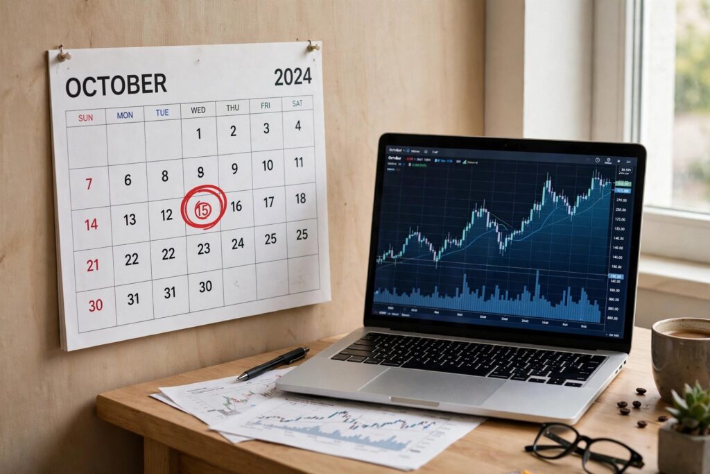 Calendar marking ex-dividend dates for upcoming payouts