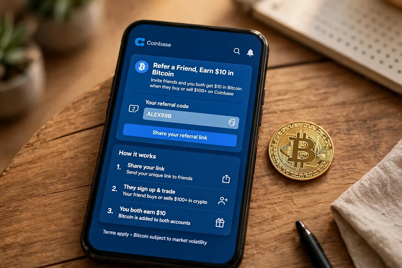 Coinbase showing $10 Bitcoin referral bonus