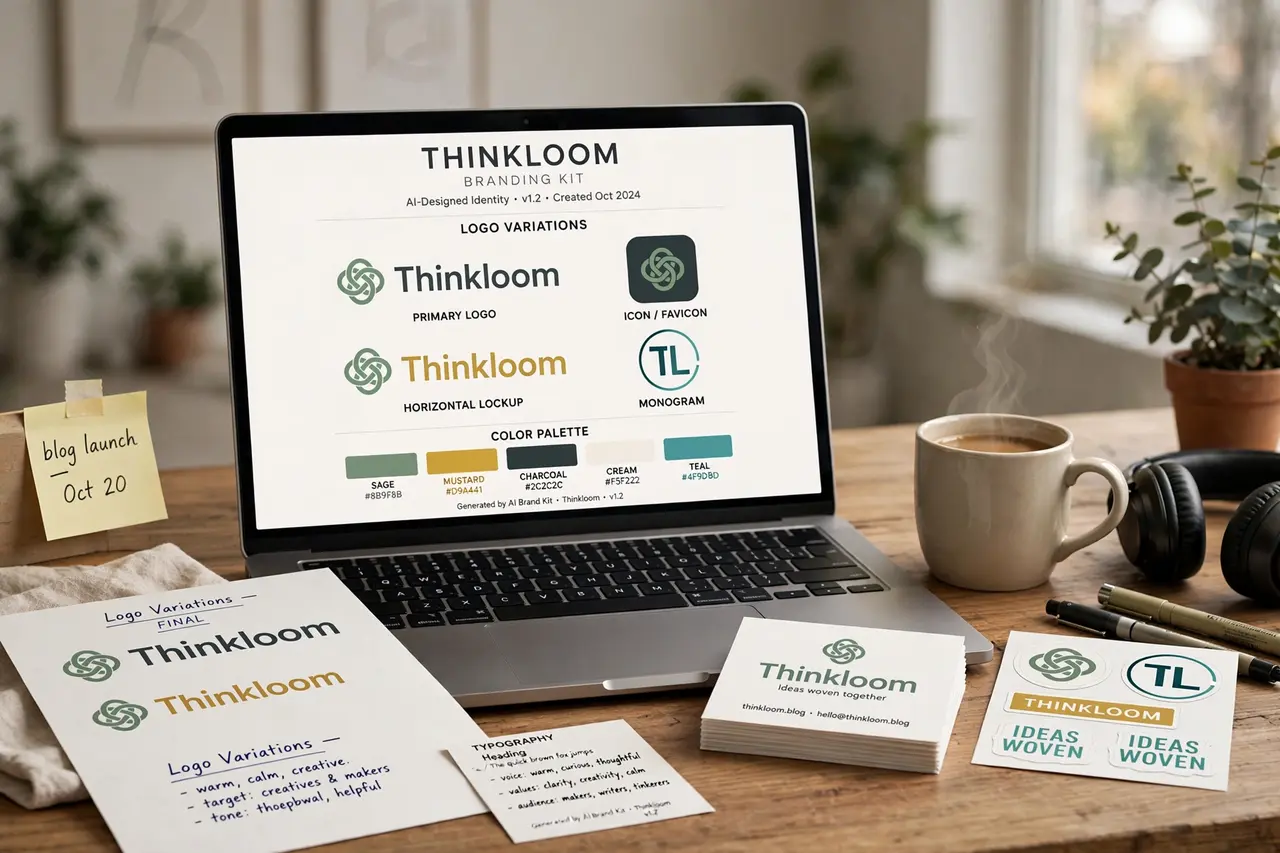 AI-designed logo and branding kit for a new blog