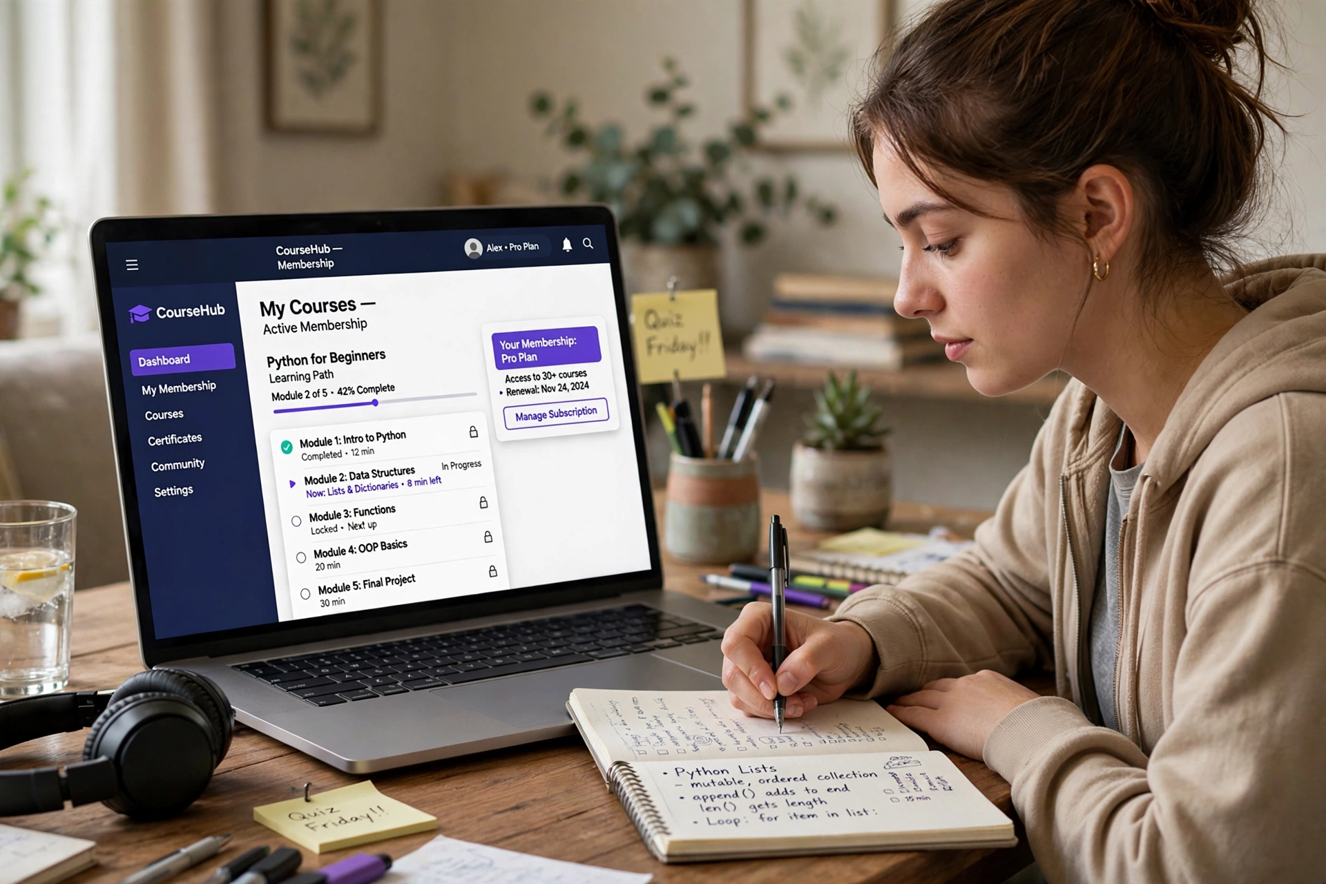 Online course membership with new lessons released monthly