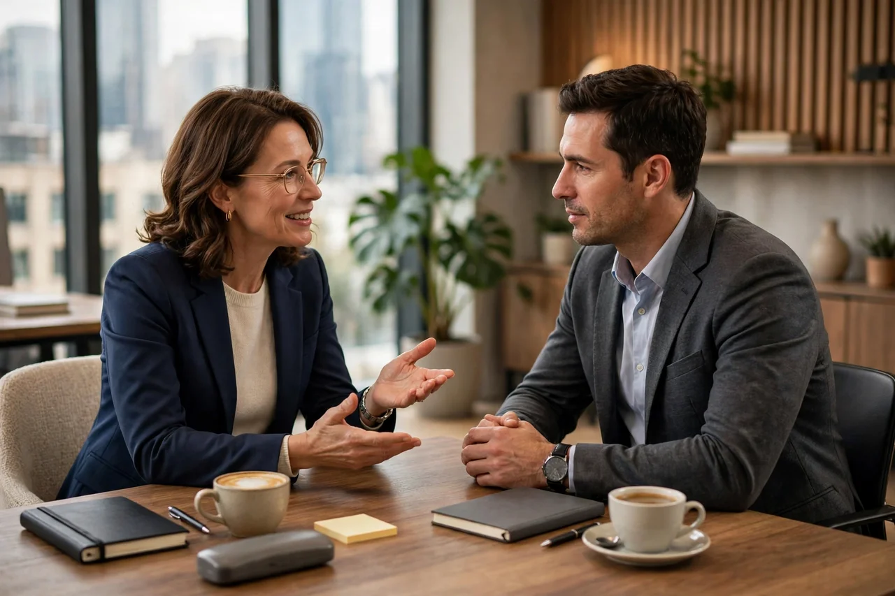 Executive coach in a one-on-one coaching session