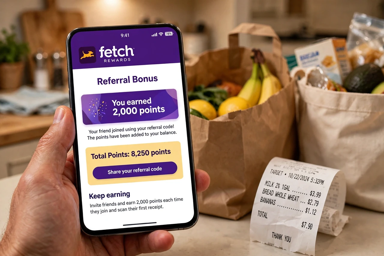 Fetch Rewards showing referral points bonus