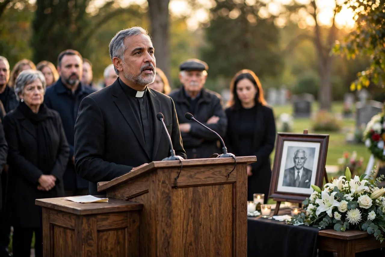 Celebrant officiating a memorial service