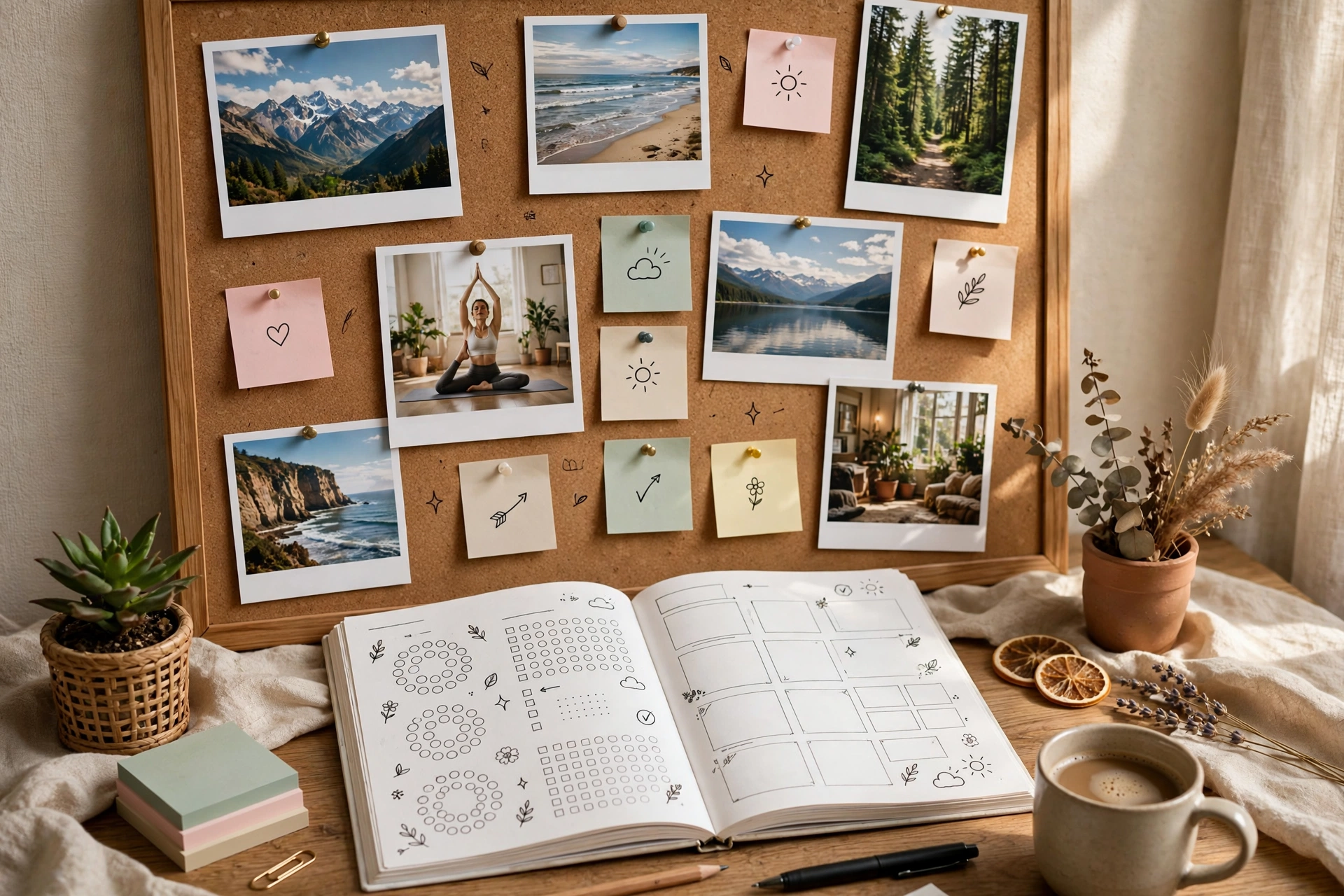 Goal setting workbook and vision board template