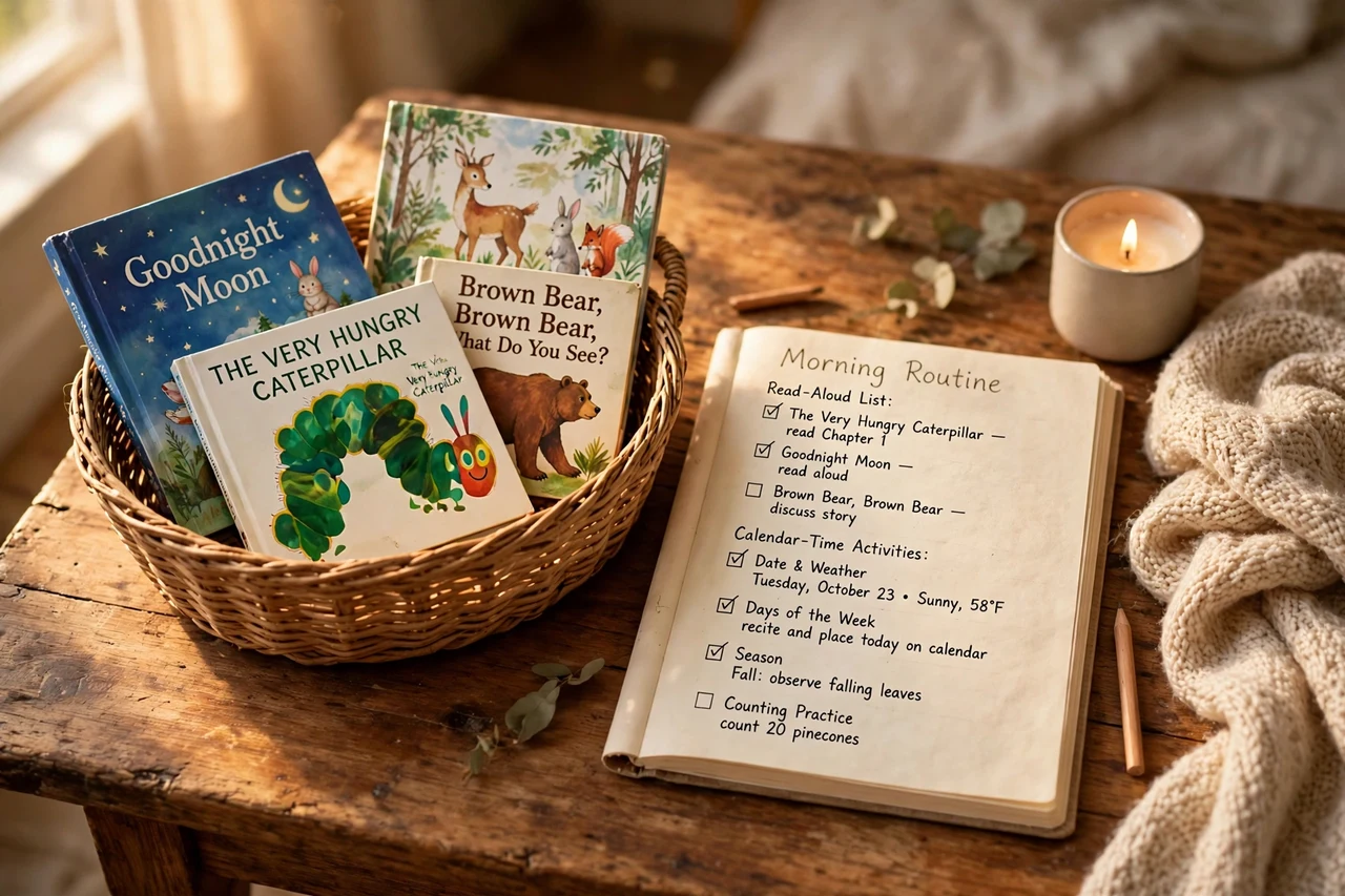Homeschool morning basket planner with routine pages