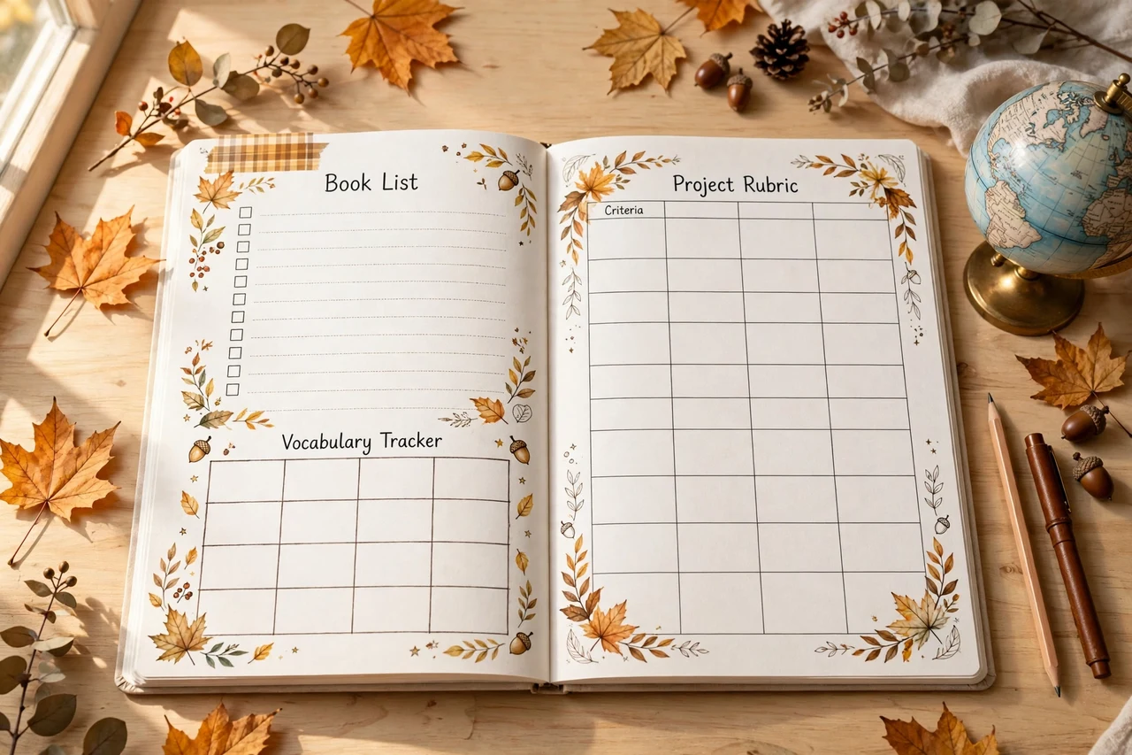 Homeschool unit study planner with project pages