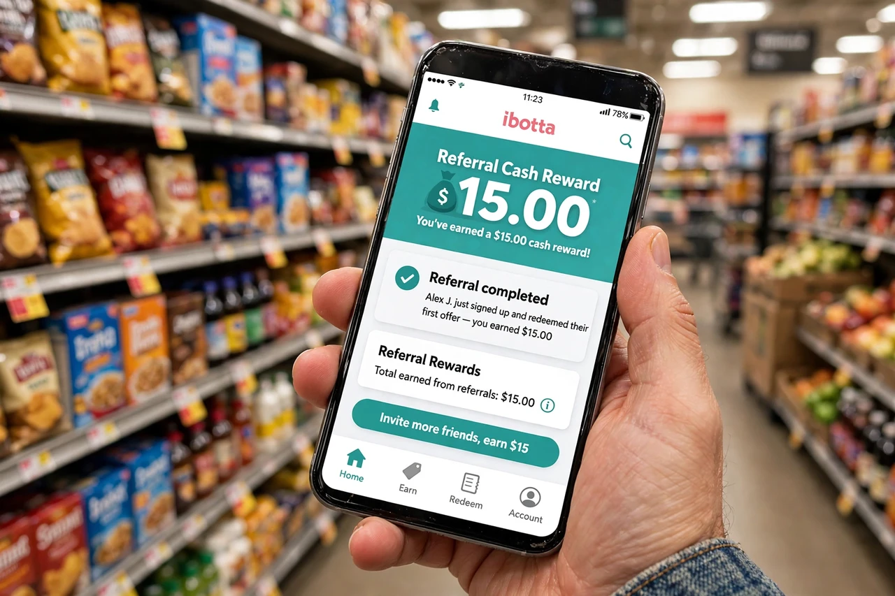 Ibotta app showing referral cash reward