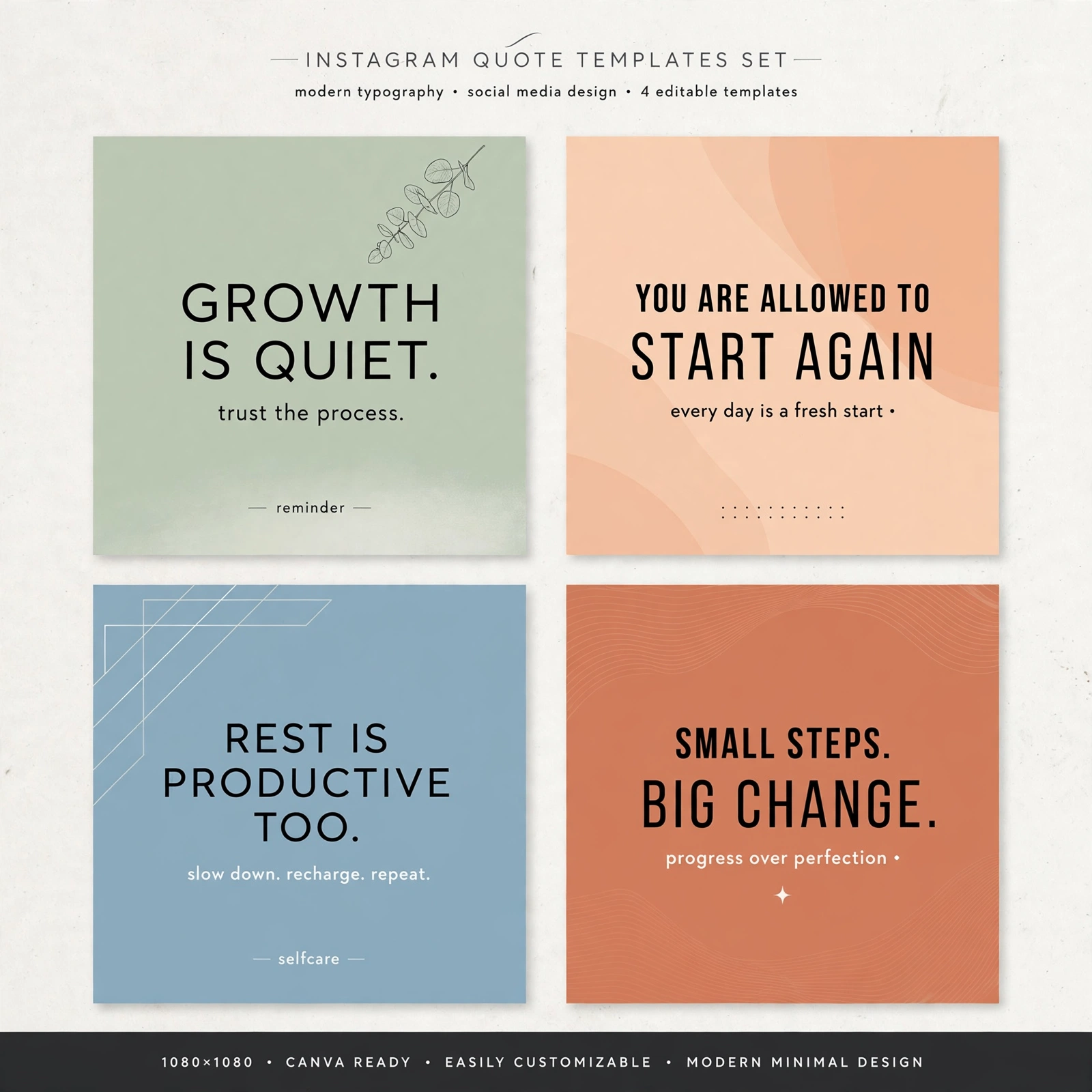 Instagram quote templates with stylish typography for social media posts
