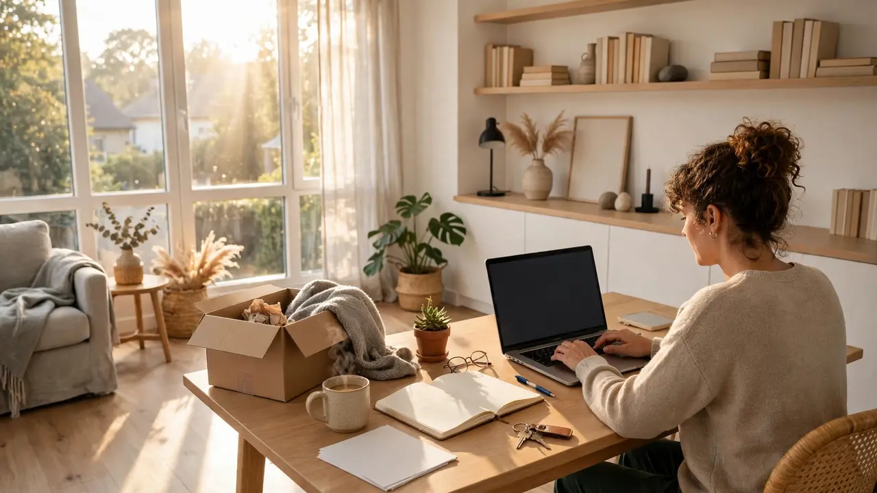 Instructional designer building an online course module on a laptop at home