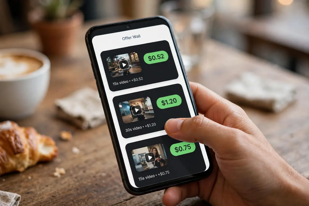 KashKick offer wall showing high-paying video offers