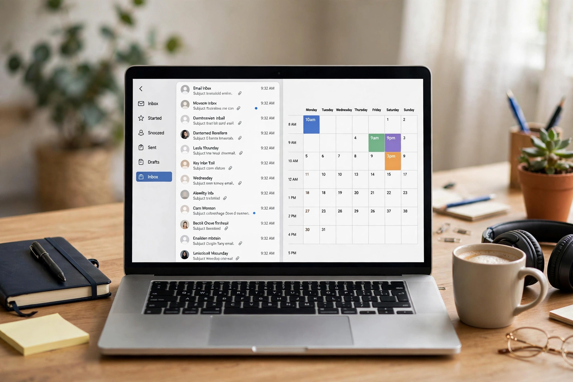 Virtual assistant organizing a digital calendar and inbox