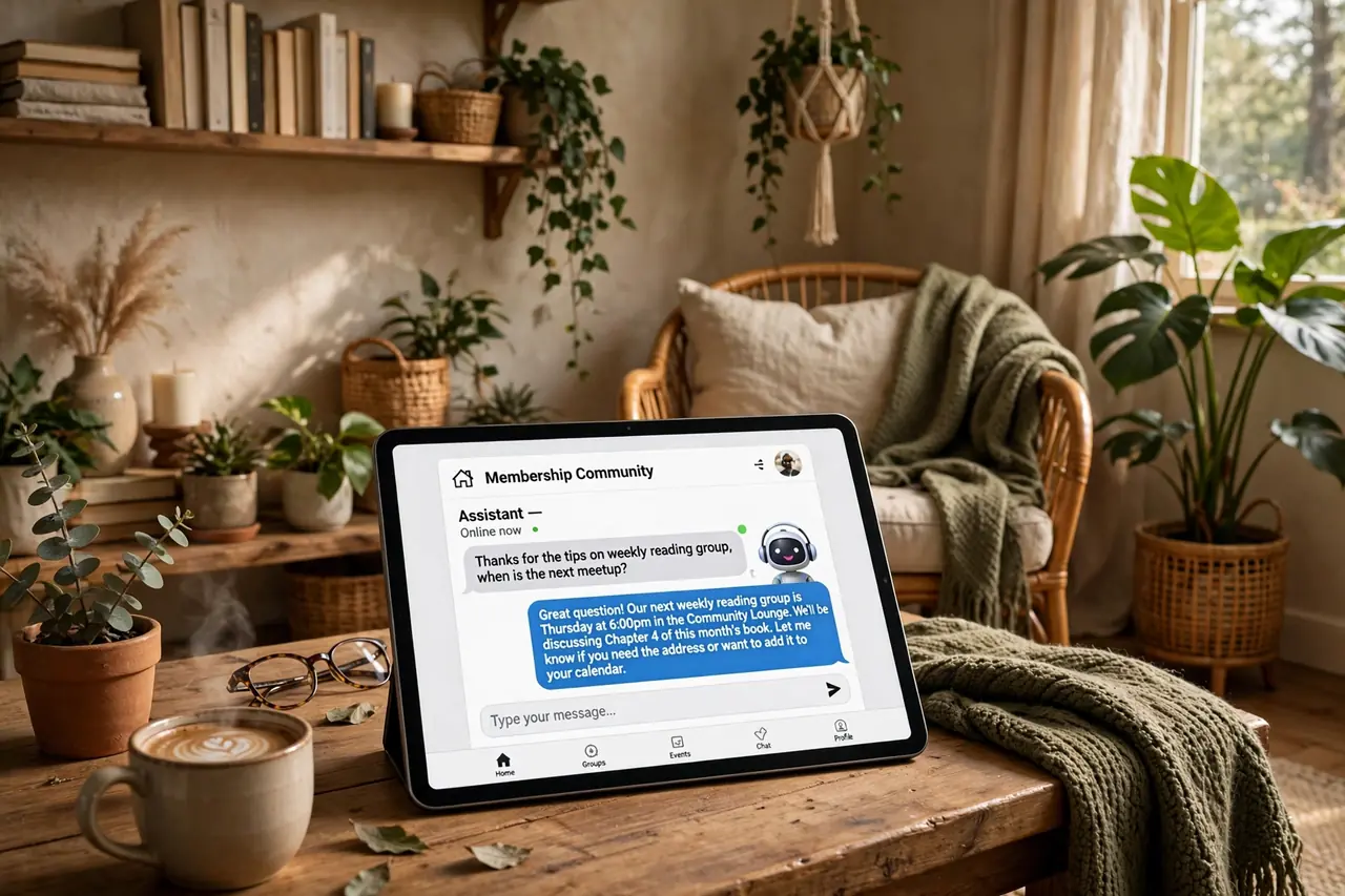 AI chatbot supporting membership site members