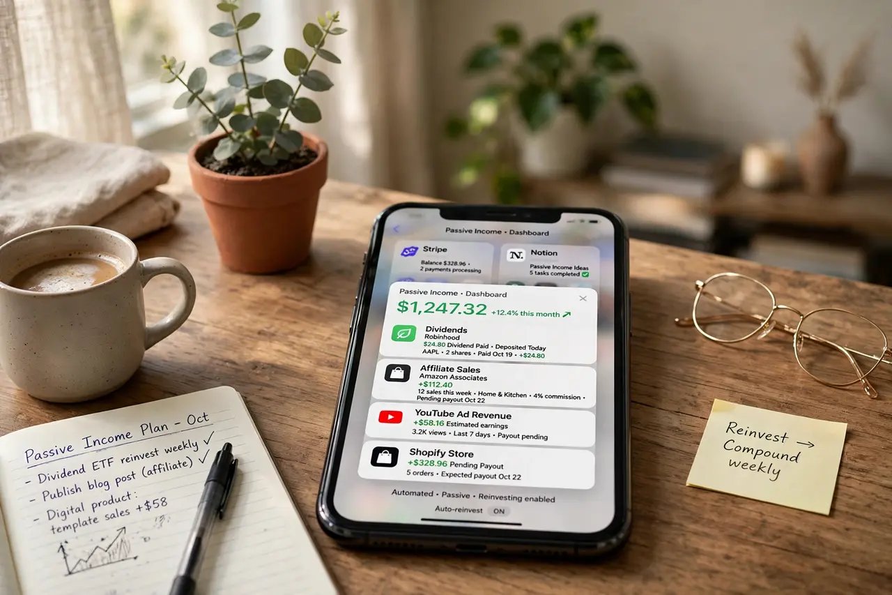 Smartphone running Panel App earning passive rewards in the background