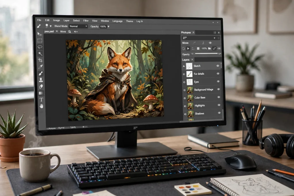 Photopea browser-based photo editor interface