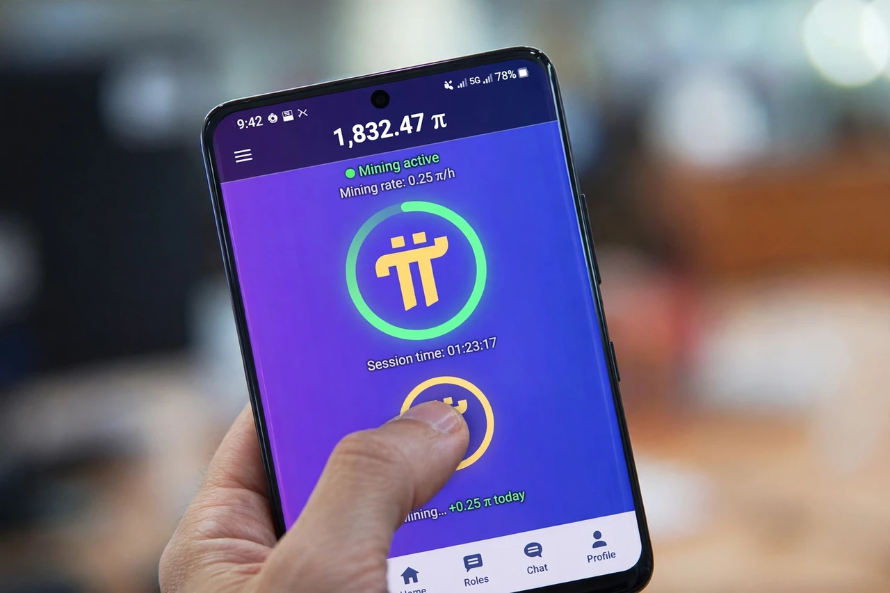 Pi Network app showing mining session active on a smartphone