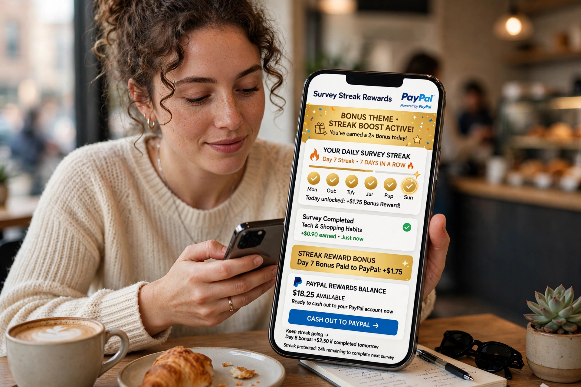 PointClub app rewarding consecutive daily survey streaks