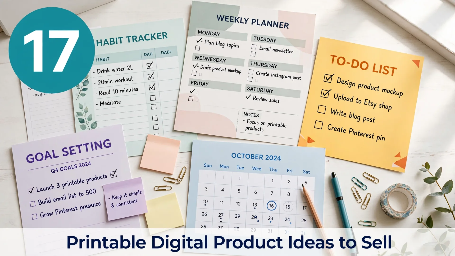 17 Printable Digital Product Ideas to Sell