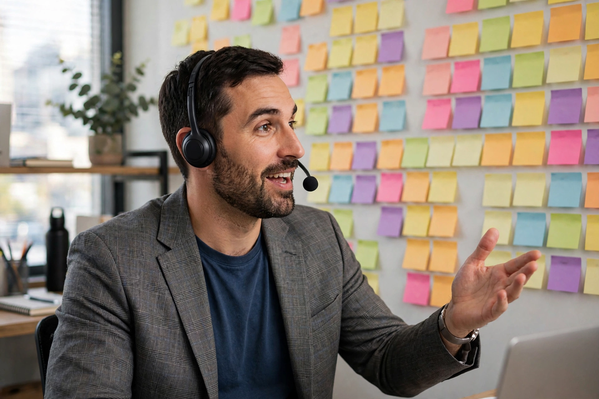 Remote product manager leading a roadmap planning video call