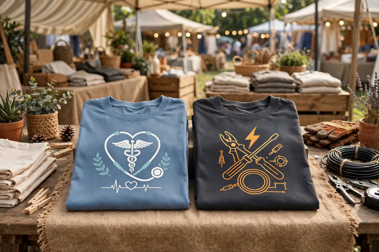Print on demand t-shirts celebrating skilled trades and professions