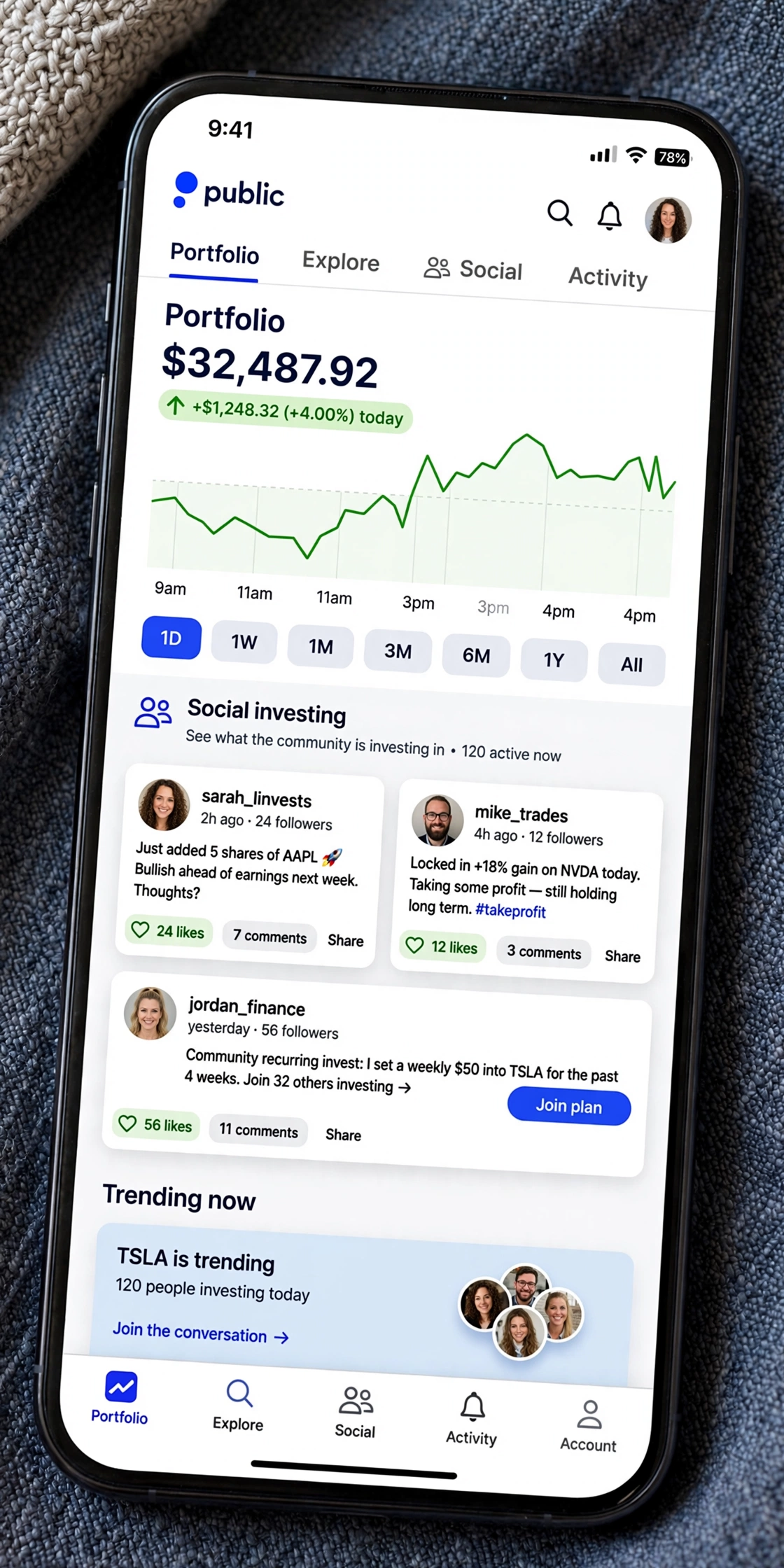 Public.com app for passive stock investing