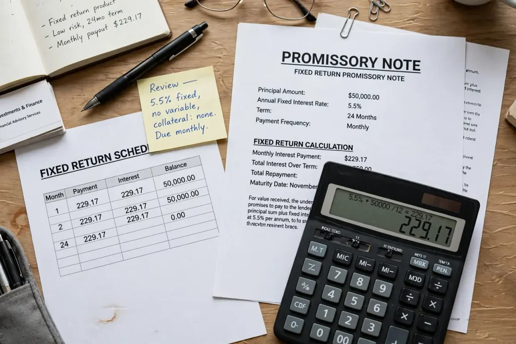 Real estate note investments earning fixed interest returns