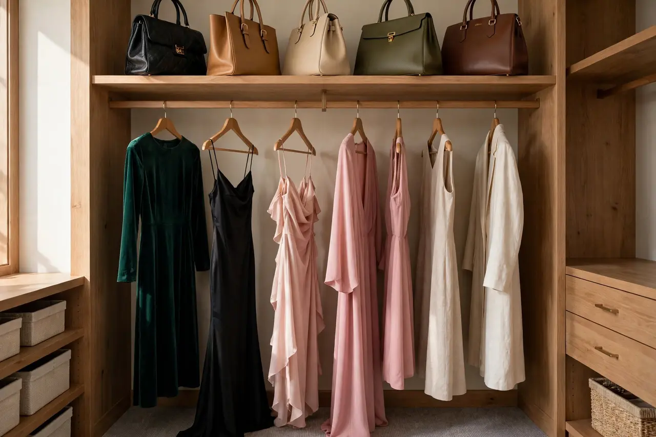 Designer dresses and handbags available for occasion rental
