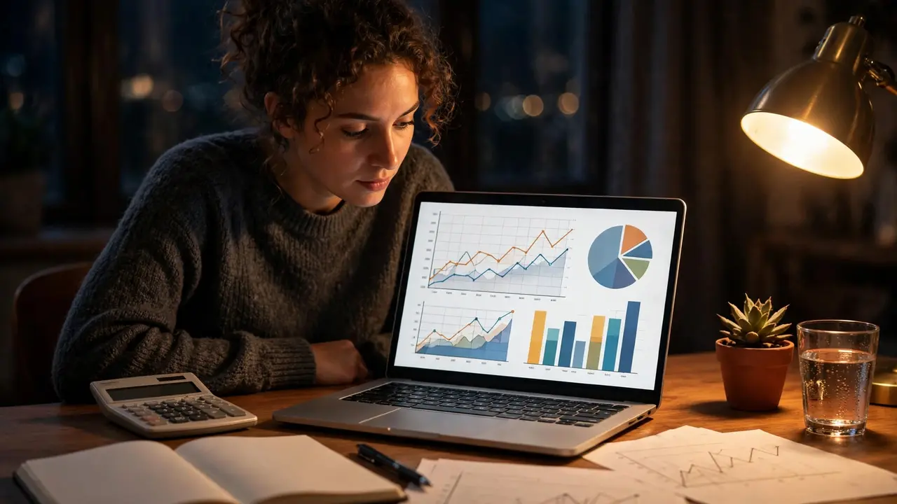 Freelancer reviewing monthly income and expenses