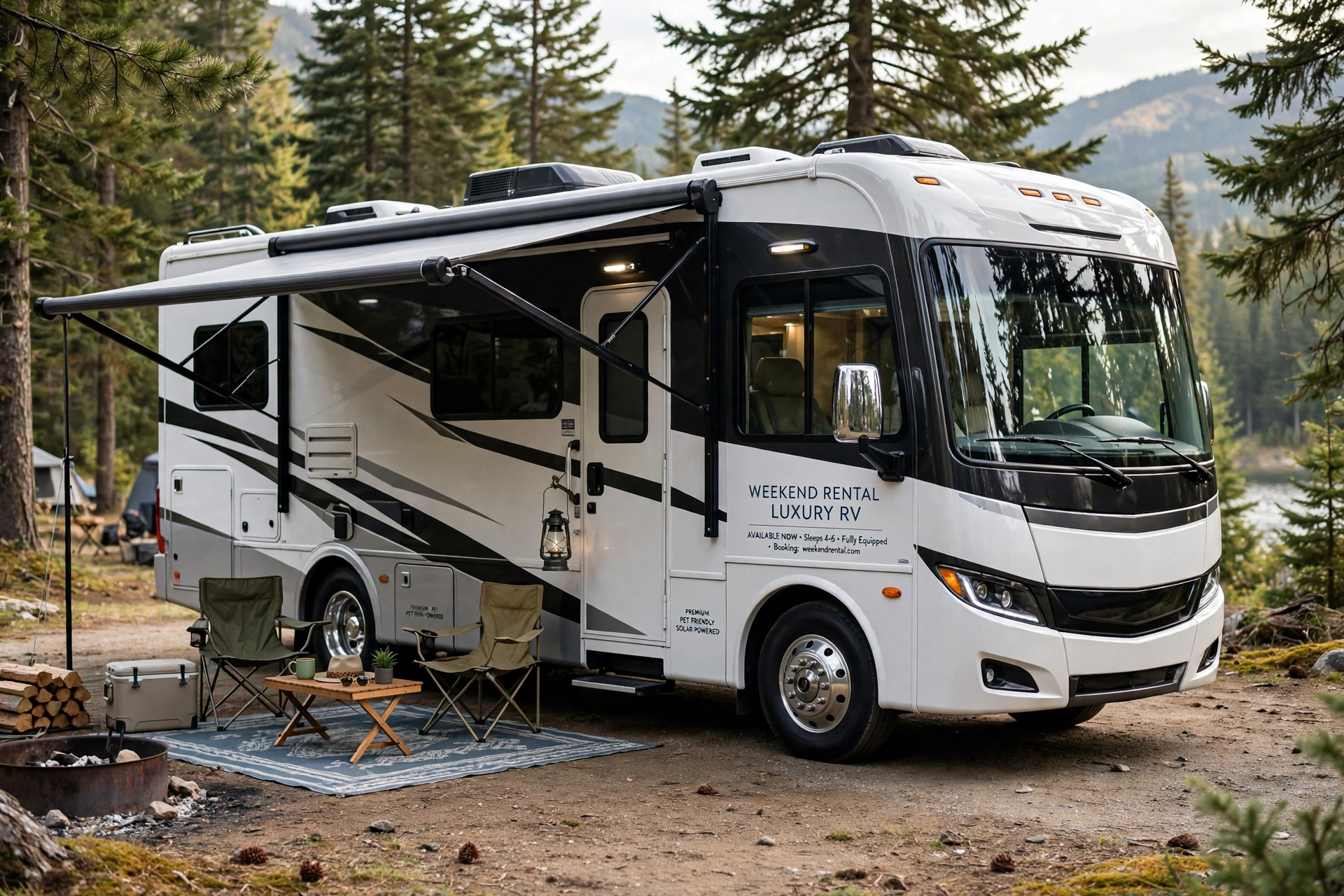 RVshare app with motorhome rental listing