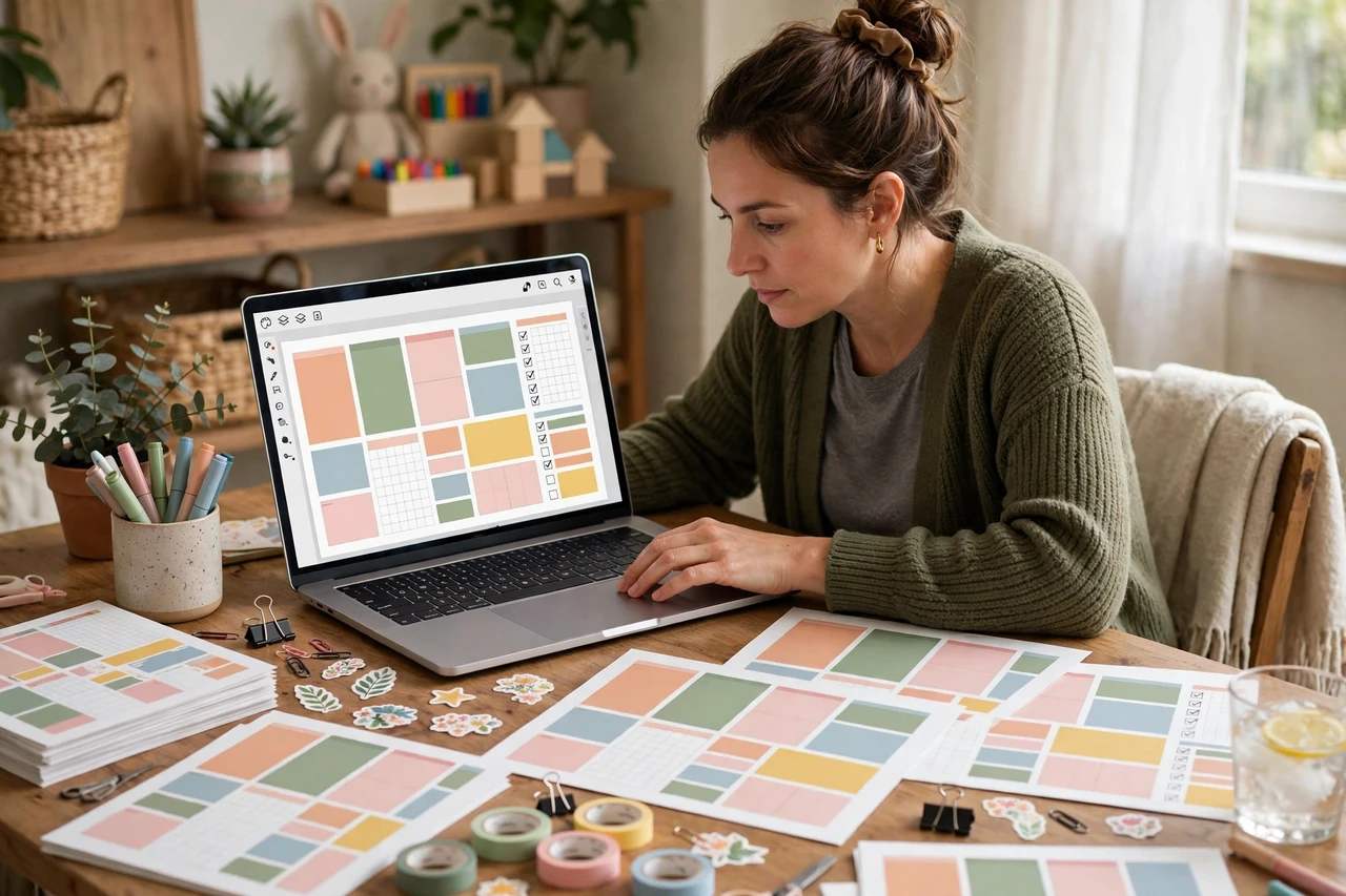 Colorful printable planners and chore charts designed for sale on Etsy