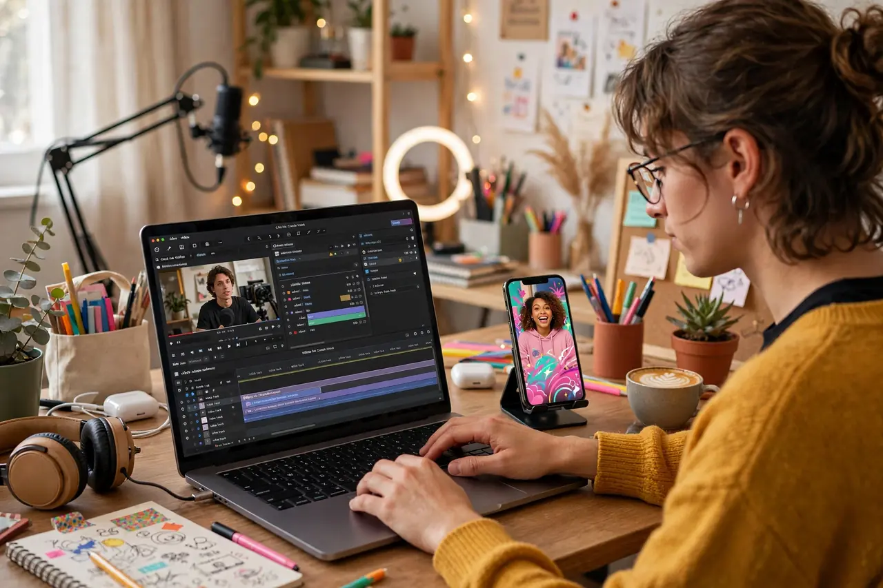 Styled captions and subtitles on a social media video