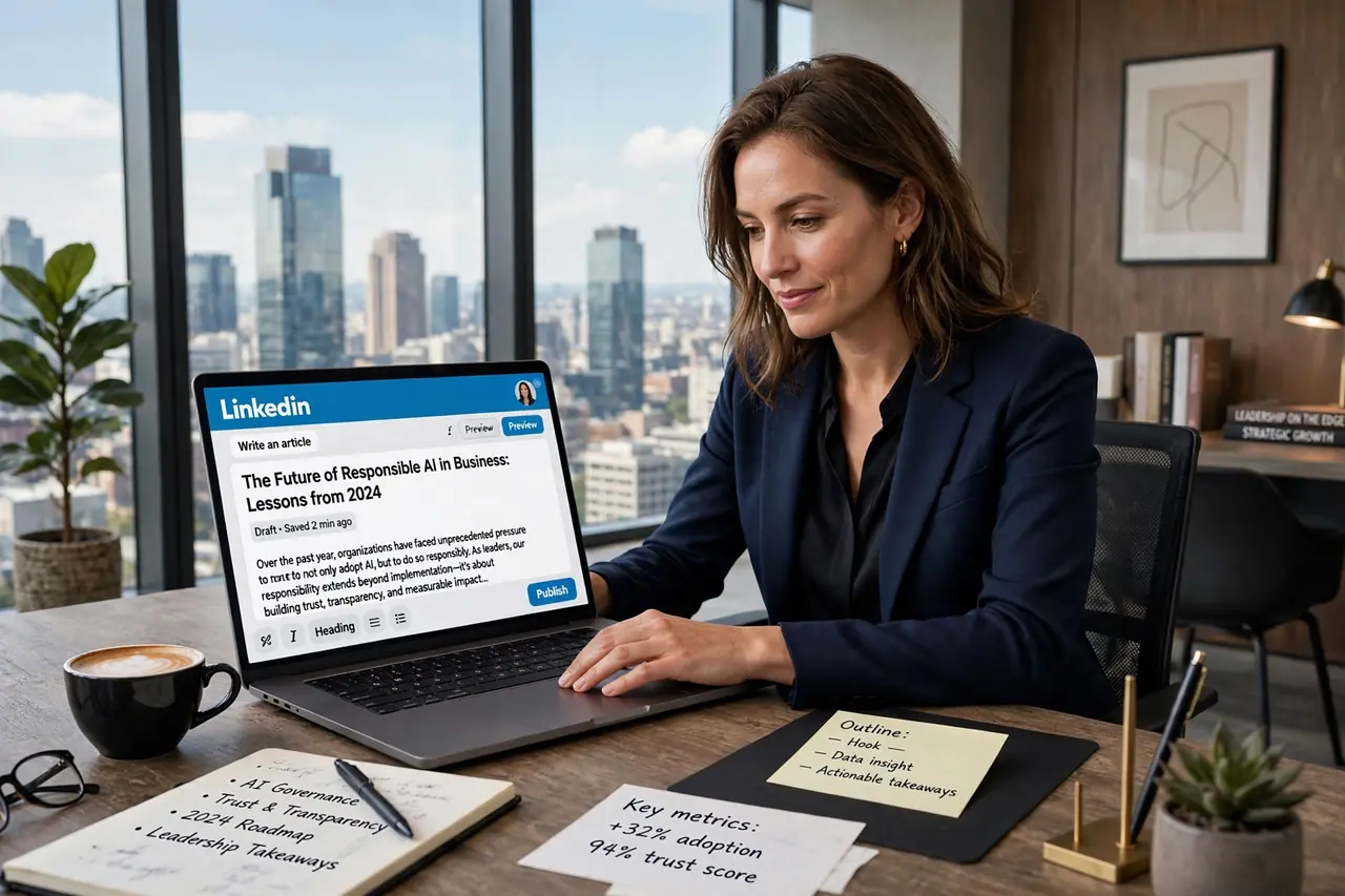 Ghostwriter drafting a LinkedIn thought leadership article for an executive client