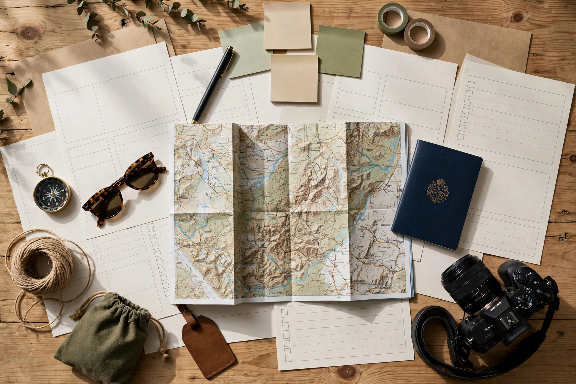 Travel planning template and itinerary