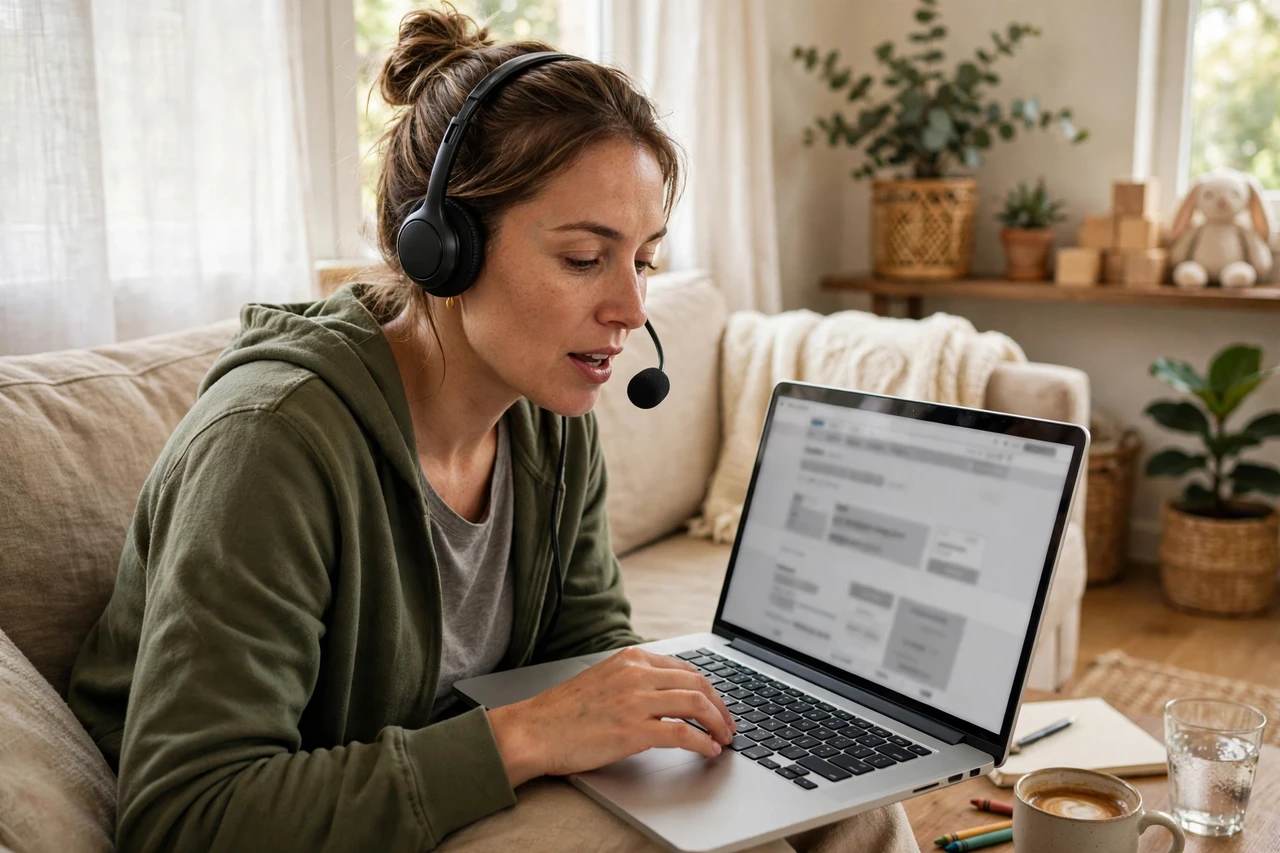 Parent doing a website user test at home