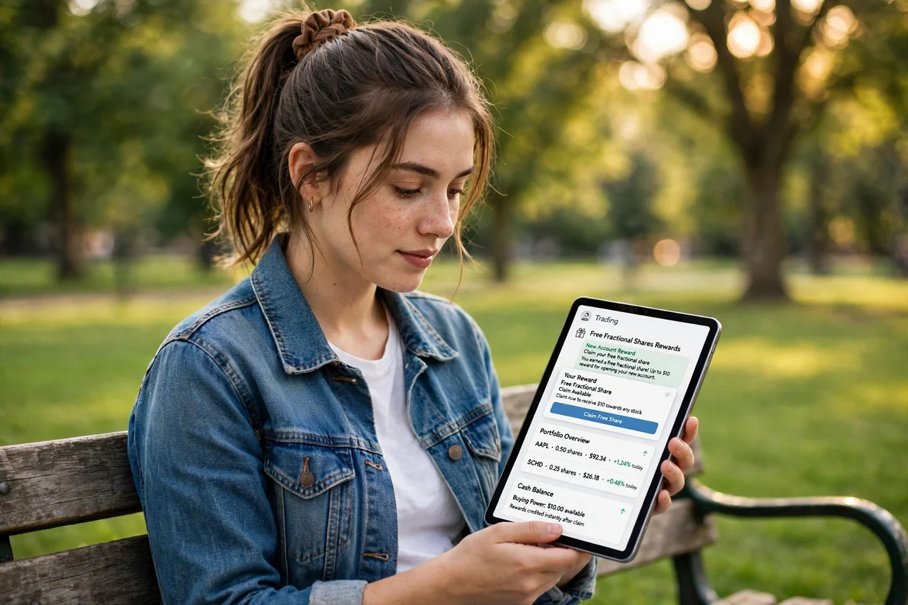 Webull app showing free fractional shares for new accounts