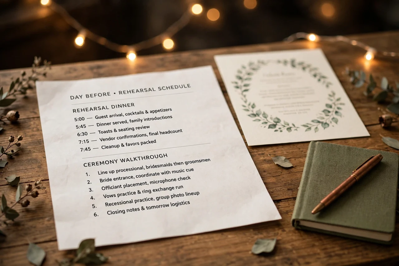 Wedding rehearsal timeline template